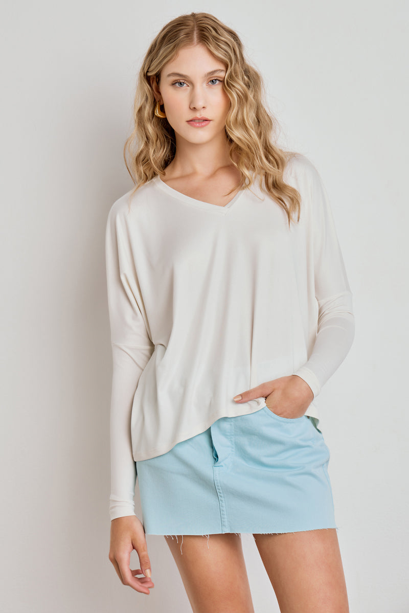 BLUSA FEMININA GLOW AMPLA MANGA JUSTA - OFF WHITE