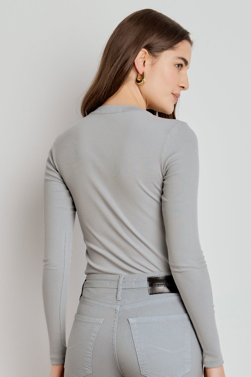 BLUSA FEMININA MANGA LONGA BOTÕES RIBANA - CINZA CLARO