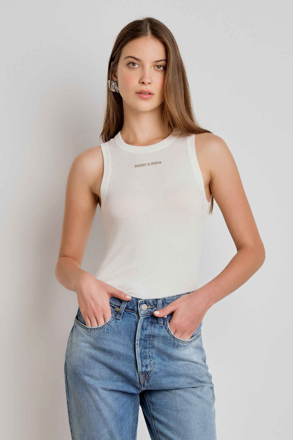 REGATA FEMININA DESERT & DENIM CANELADA - OFF WHITE