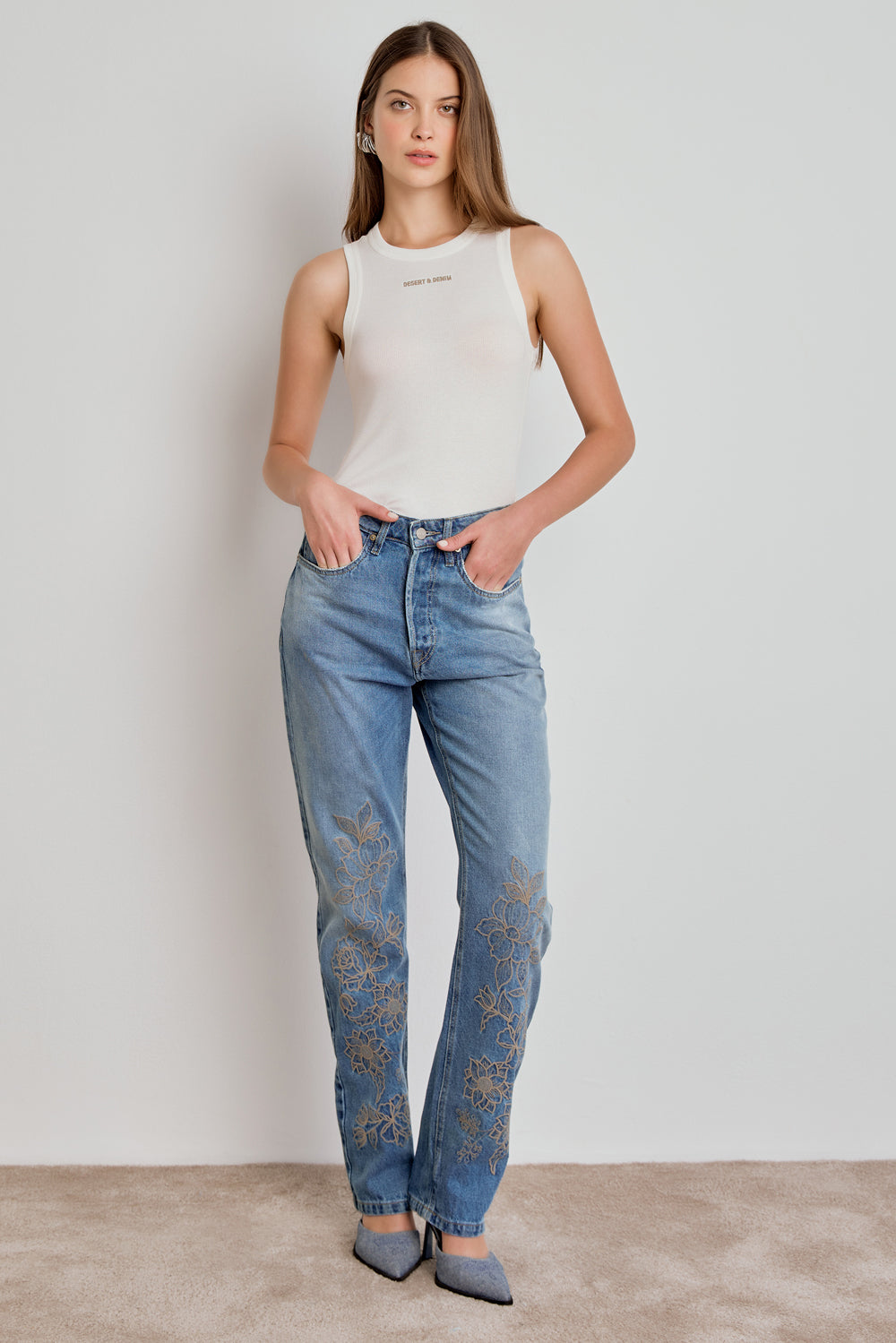 REGATA FEMININA DESERT & DENIM CANELADA - OFF WHITE