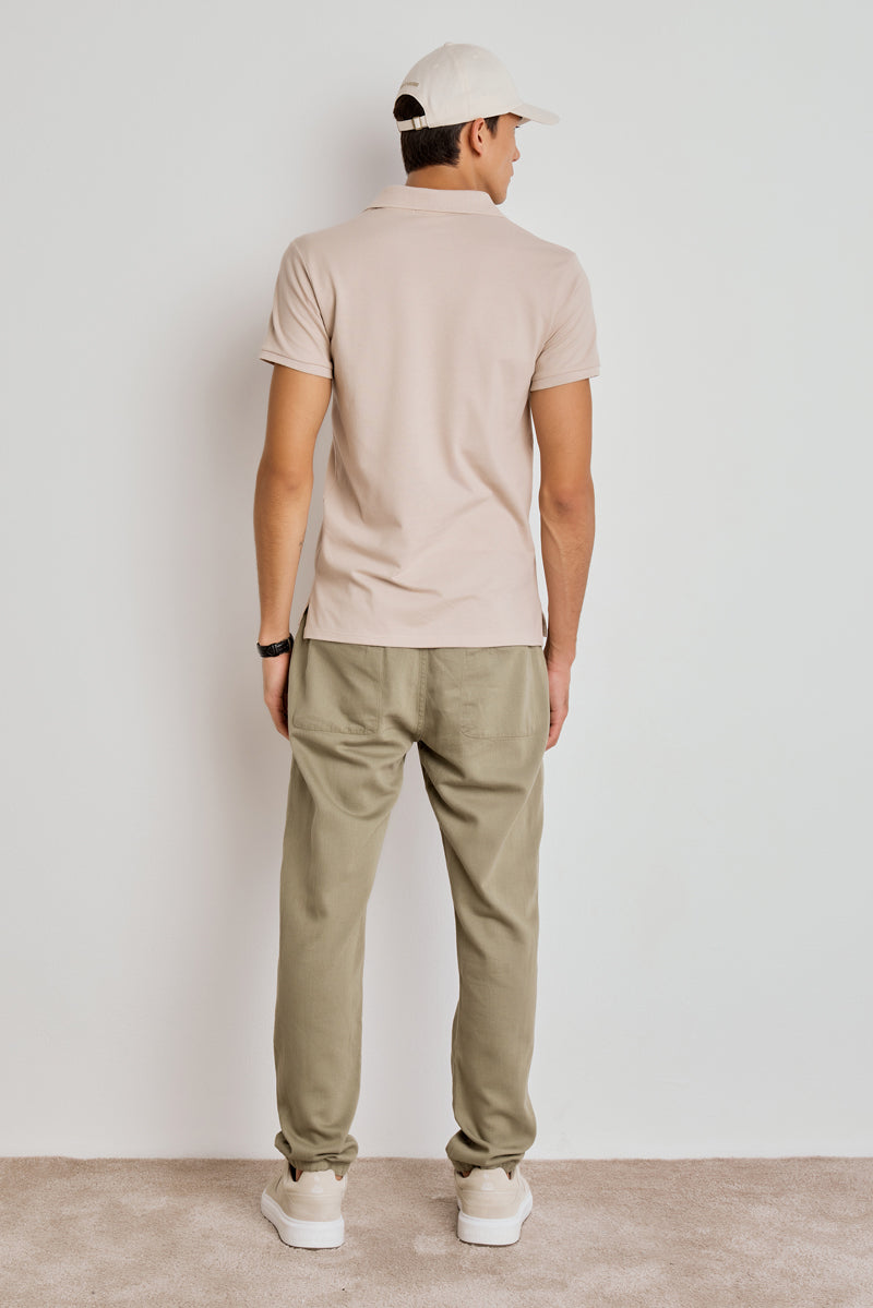 CAMISETA MASCULINA POLO COLOR - AREIA