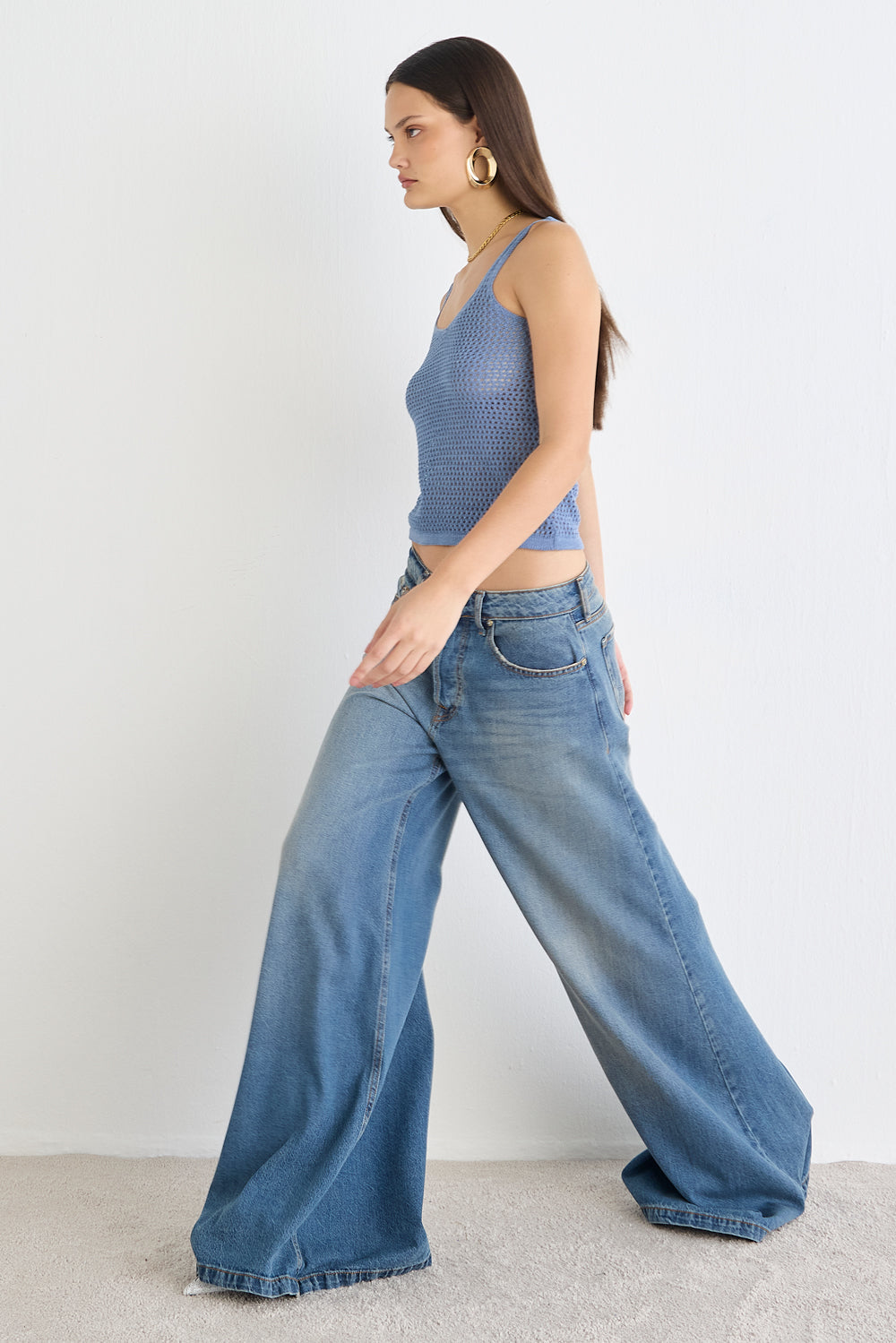 CALÇA CASSIA FEMININA MAXI WIDE DIRTY JEANS