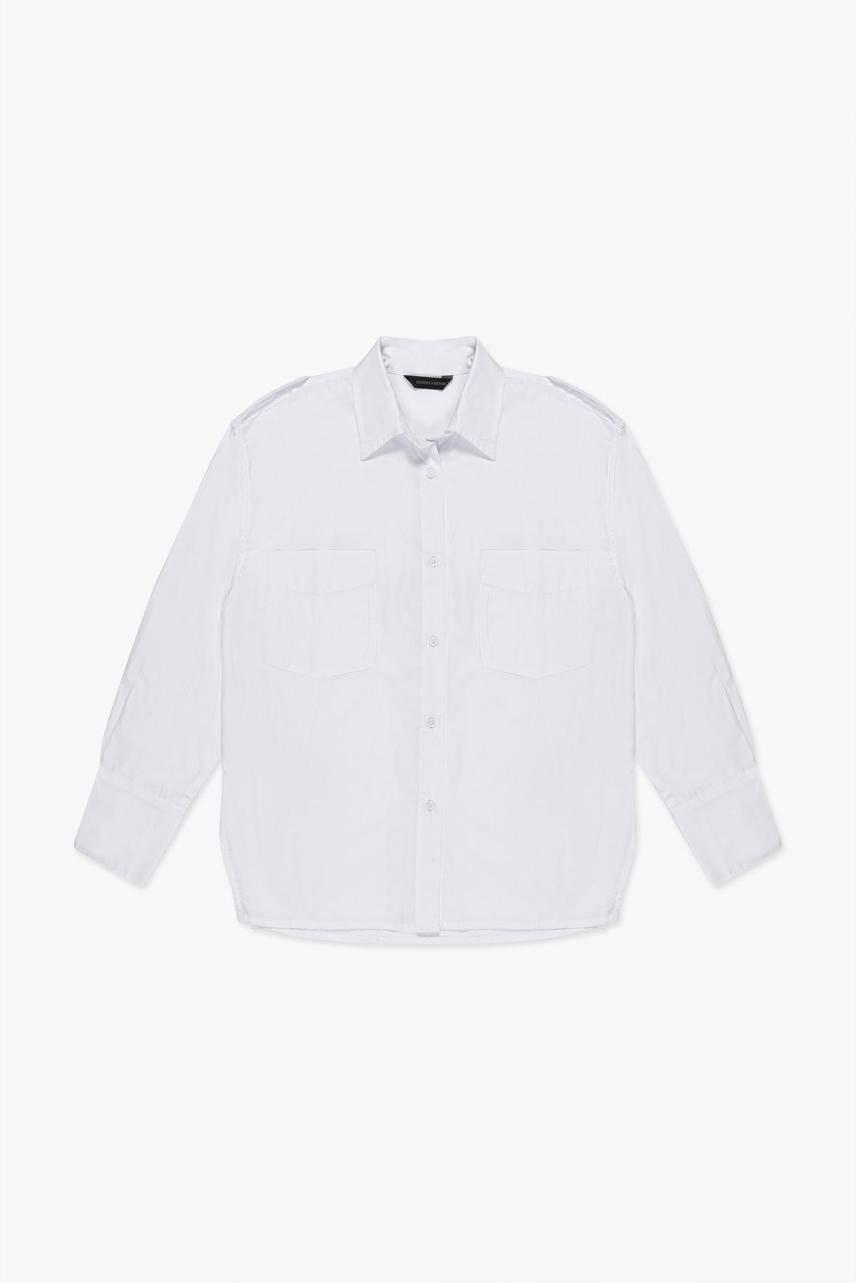 CAMISA FEMININA AMPLA FENDA TRICOLINE - BRANCA
