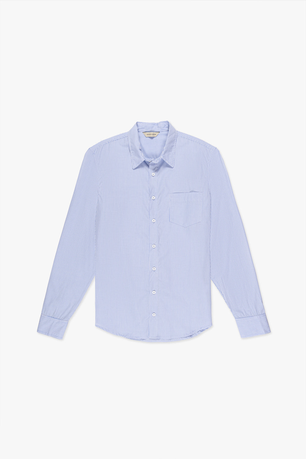 CAMISA MASCULINA MANGA LONGA LISTRADA - OFF/AZUL