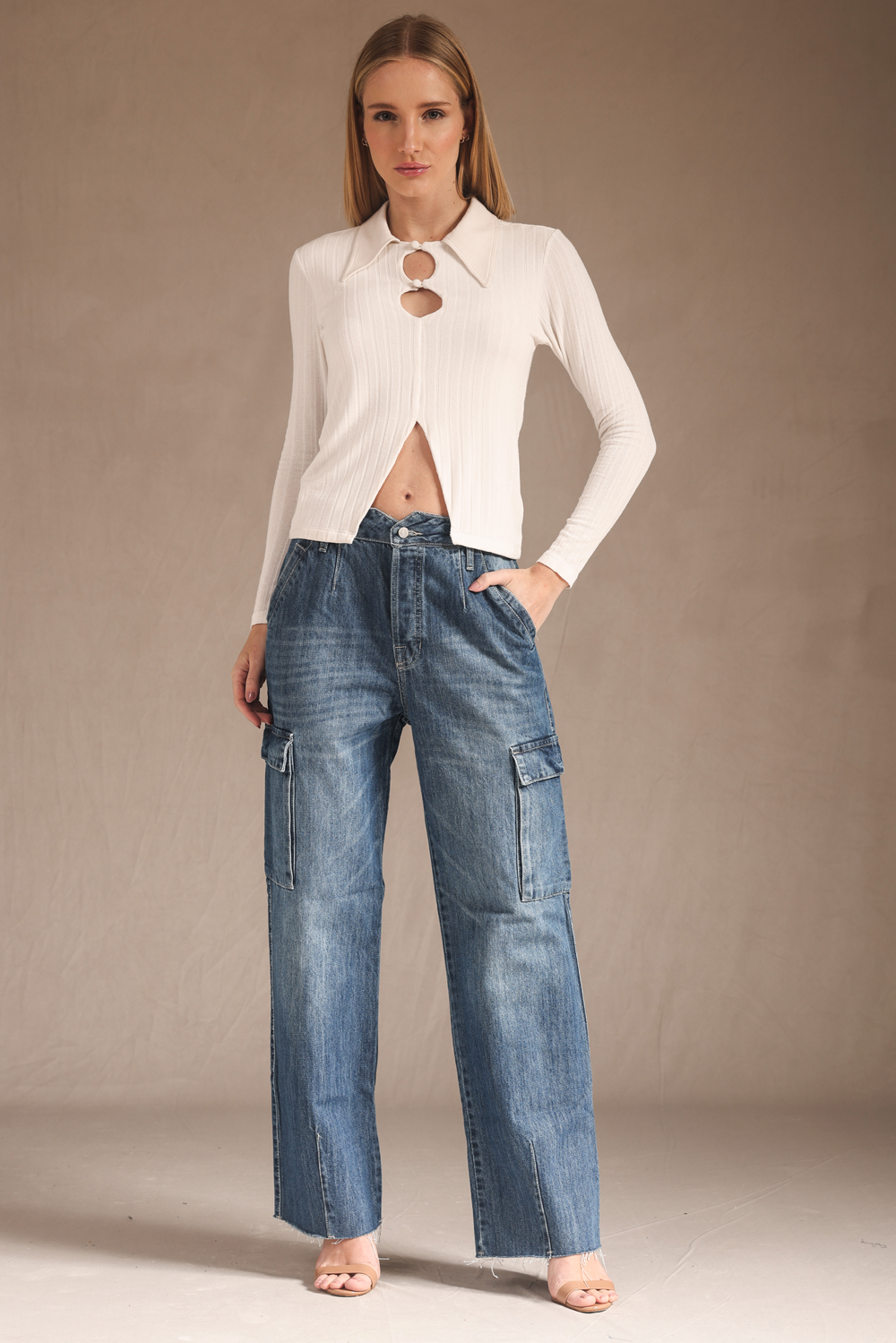 CALÇA ALICE FEMININA CARGO JEANS ESCURO