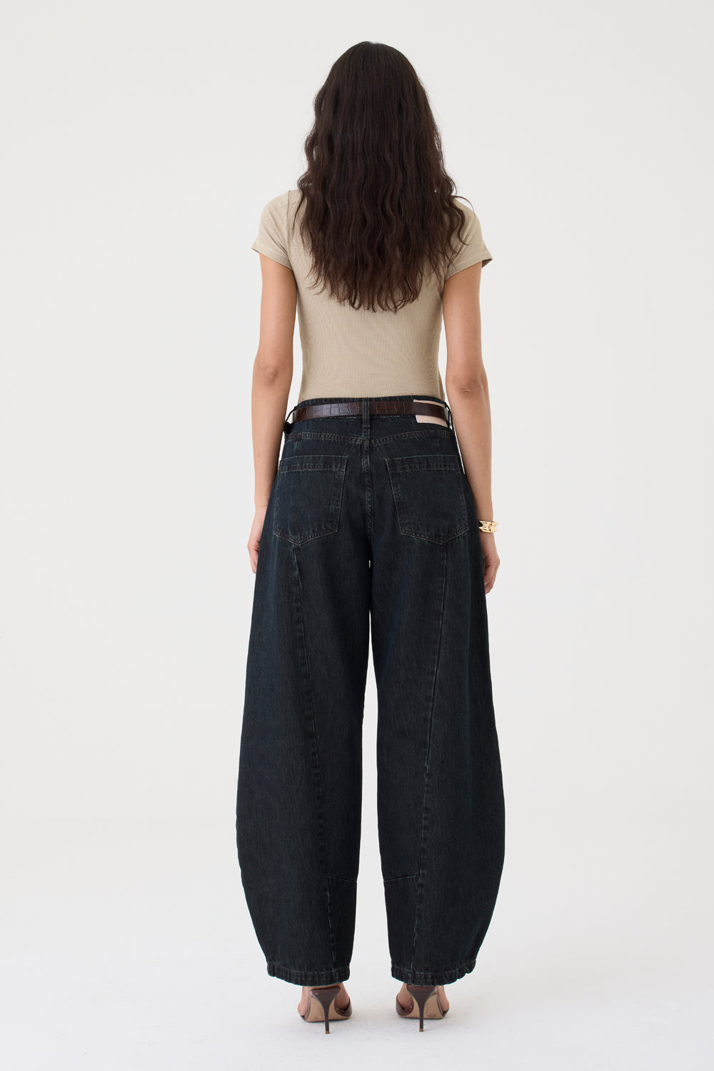 CALÇA FABIANA FEMININA BALLOM RECORTES JEANS BROWN