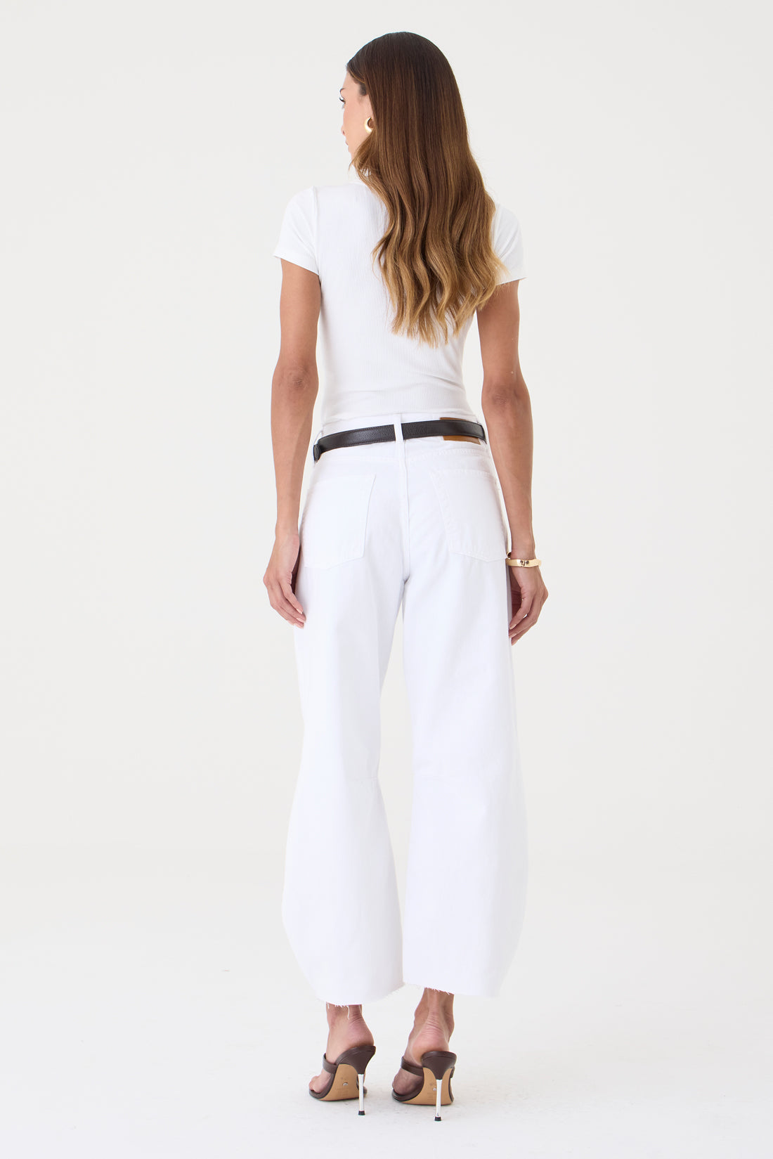 CALÇA MARIA FEMININA BARREL SARJA BRANCA