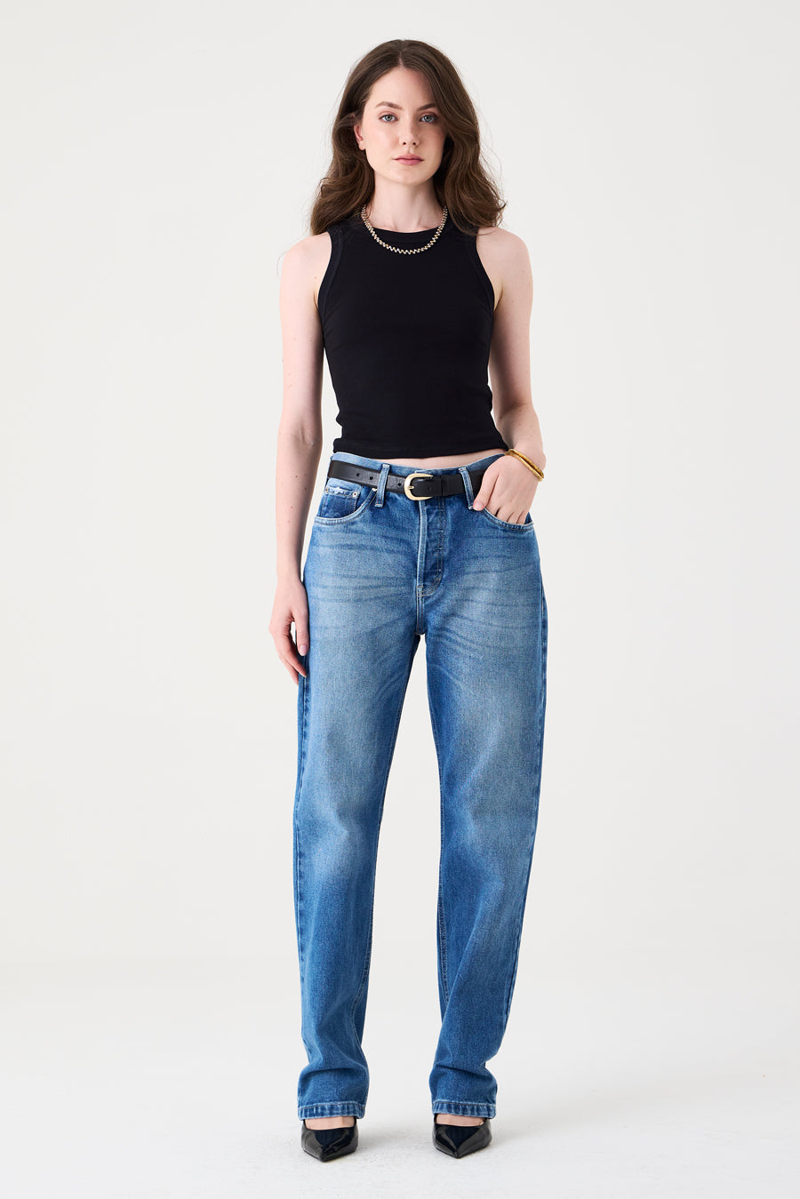CALÇA ISADORA FEMININA STRAIGHT JEANS MÉDIO ESCURO