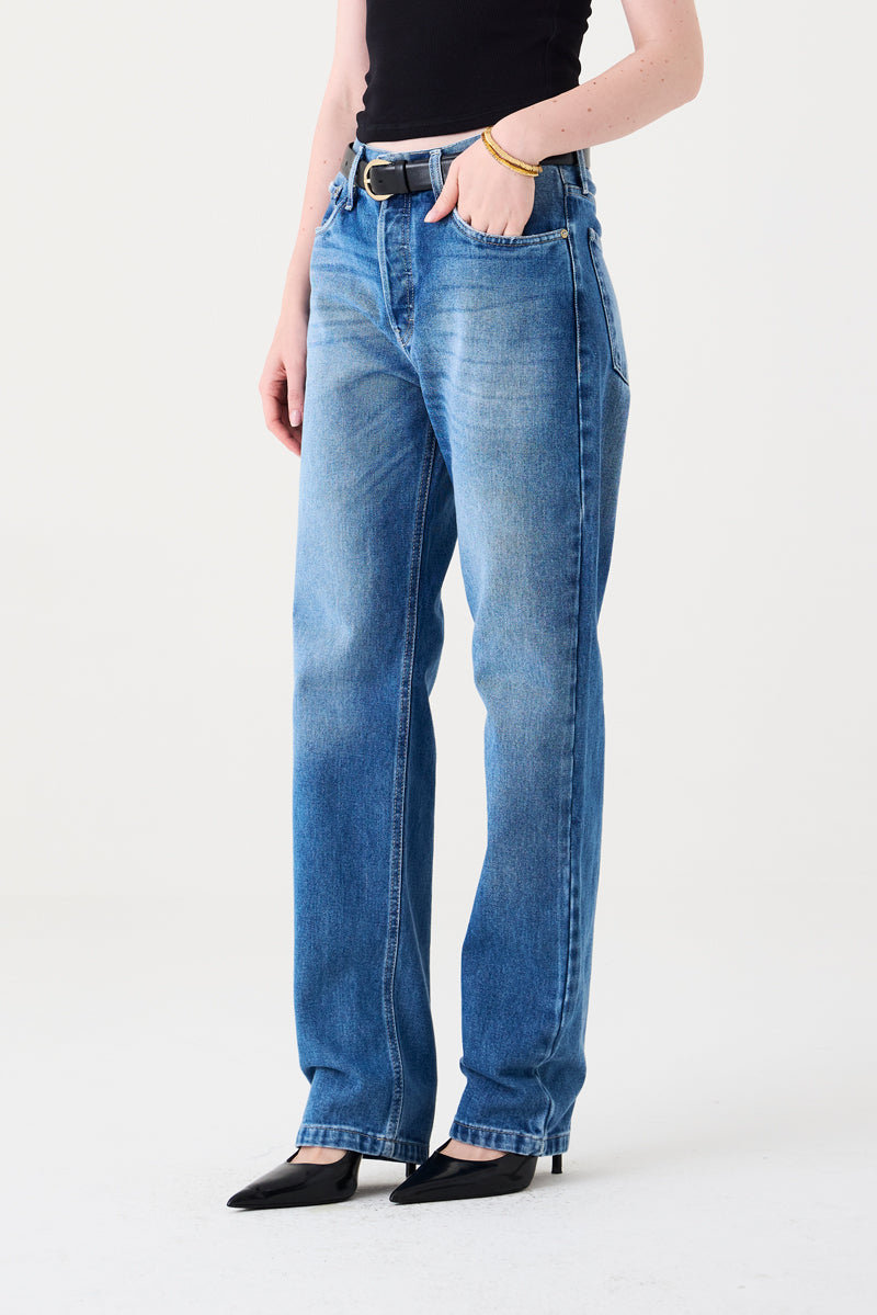 CALÇA ISADORA FEMININA STRAIGHT JEANS MÉDIO ESCURO