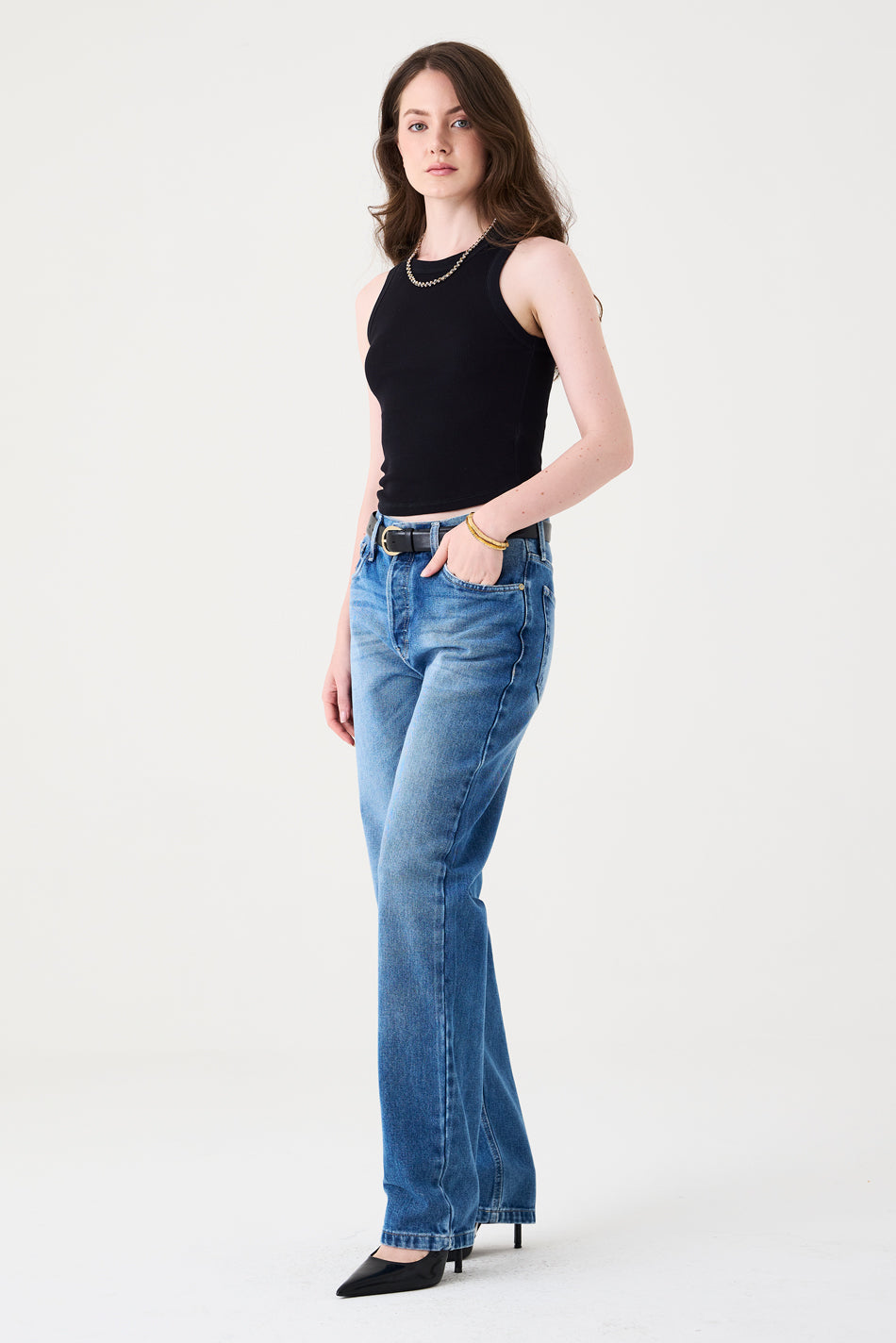 CALÇA ISADORA FEMININA STRAIGHT JEANS MÉDIO ESCURO