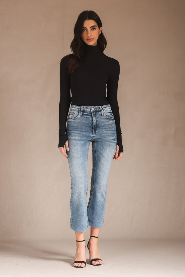 Calça Cropped Bootcut Barra Jeans Médio