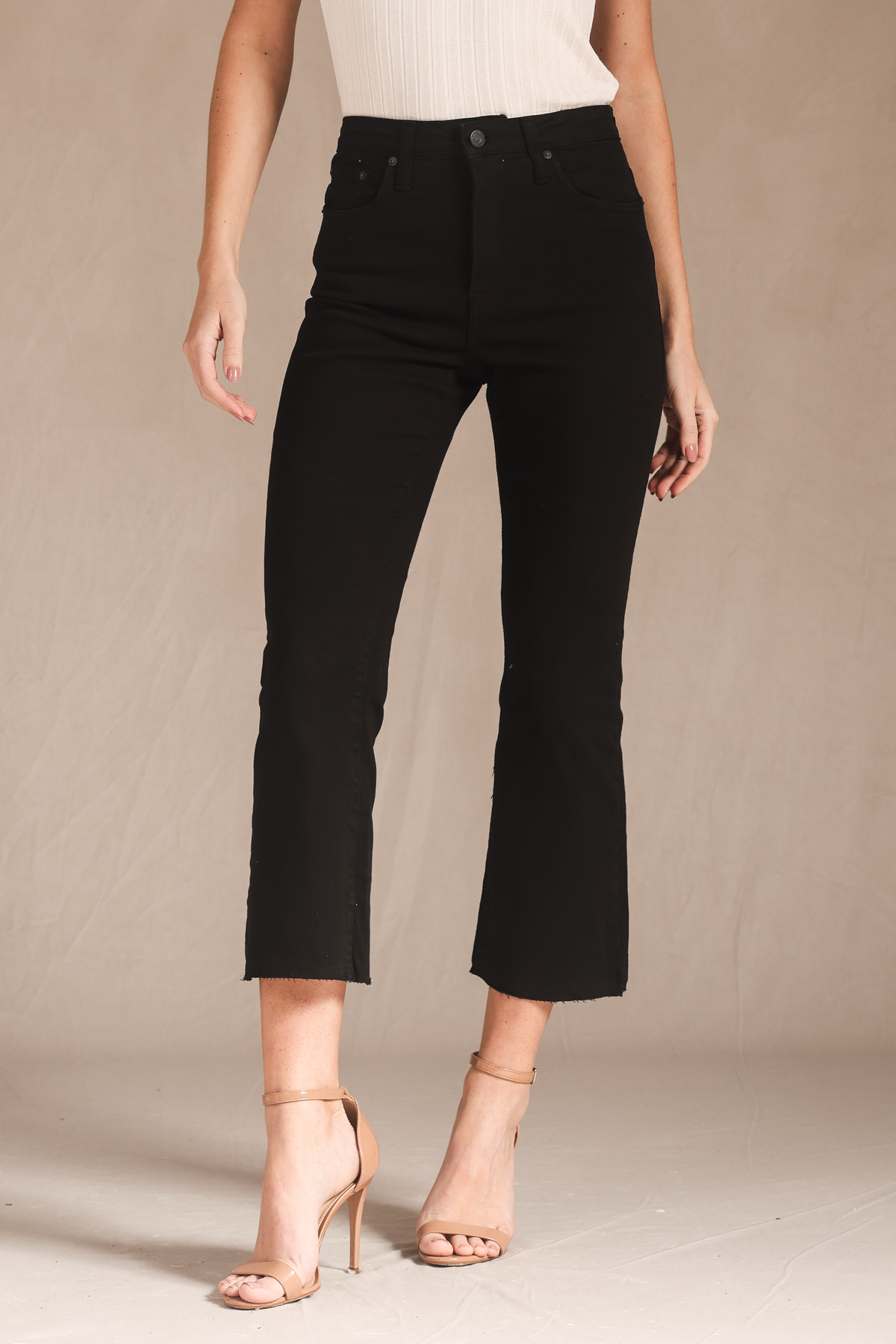 Calça Cropped Bootcut Sarja Black