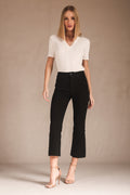 CALÇA ANNA FEMININA CROPPED BOOTCUT SARJA BLACK
