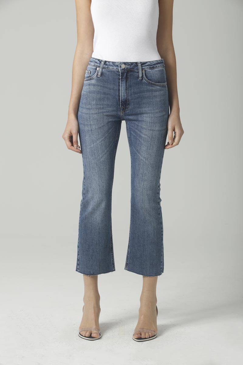 CALCA CROPED BOOTCUT JEANS ESCURO