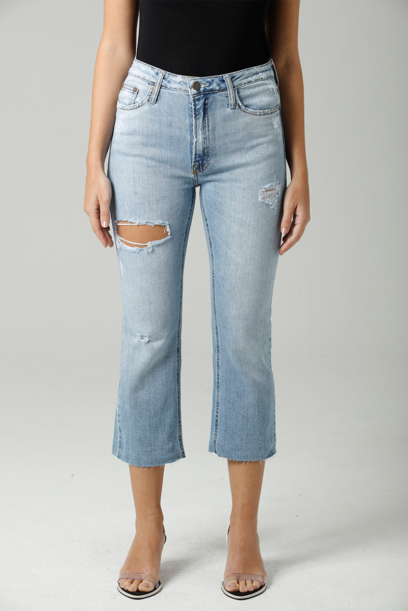 CALCA CROPED BOOTCUT JEANS CLARO