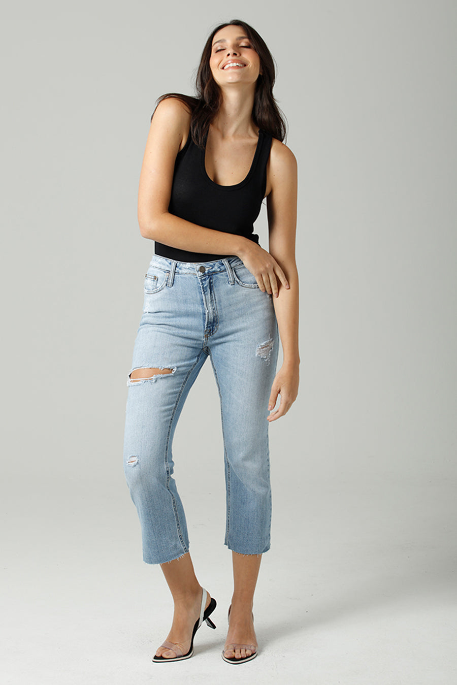 CALCA CROPED BOOTCUT JEANS CLARO