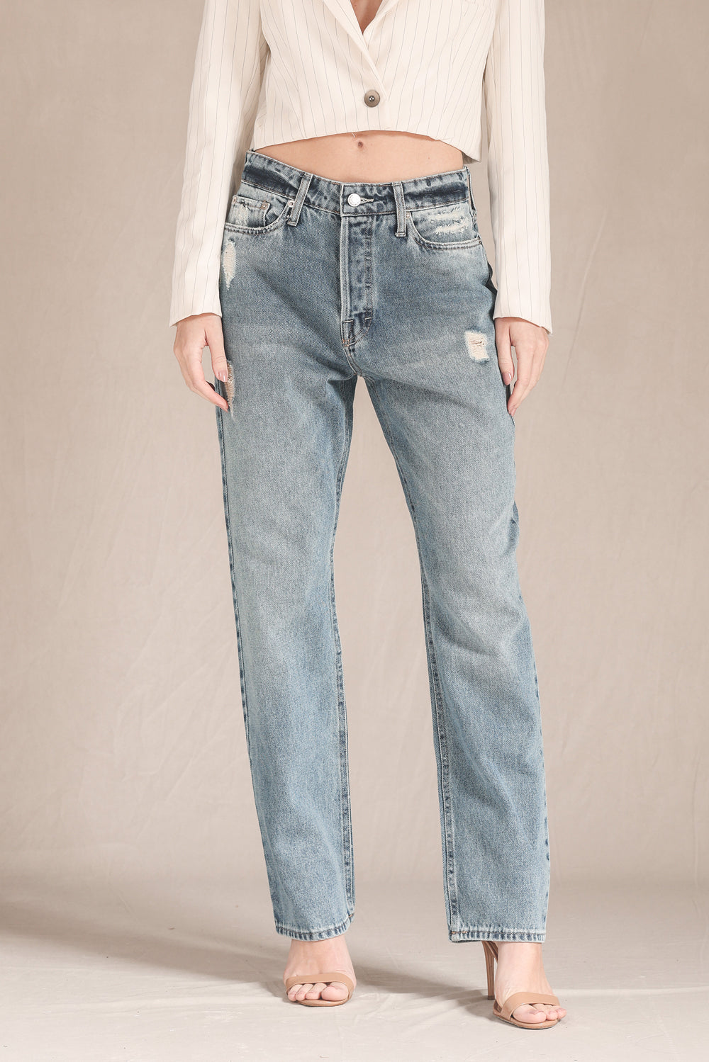 Calça Straight Dirty Puídos Jeans