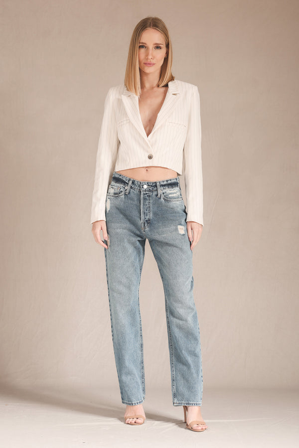 Calça Straight Dirty Puídos Jeans