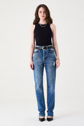 CALÇA AMANDA FEMININA STRAIGHT DIRTY PUÍDOS JEANS
