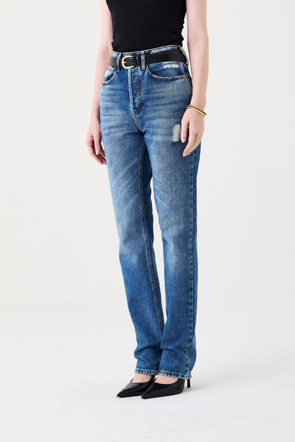 CALÇA AMANDA FEMININA STRAIGHT DIRTY PUÍDOS JEANS