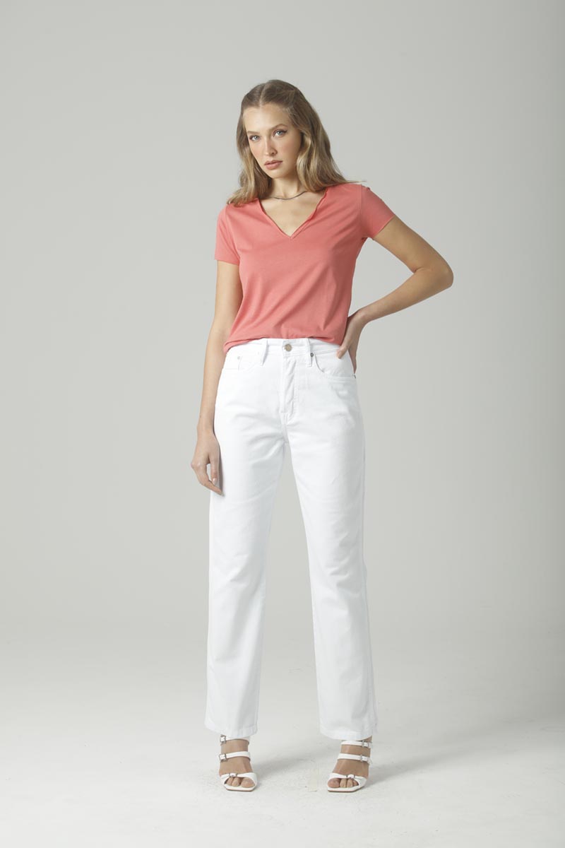 Calça Feminina Straight Sarja Branca