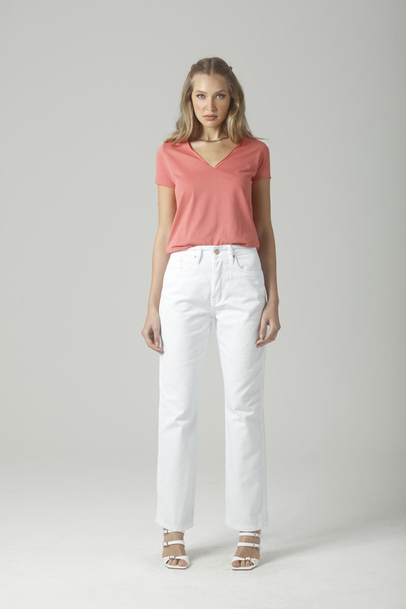 Calça Feminina Straight Sarja Branca