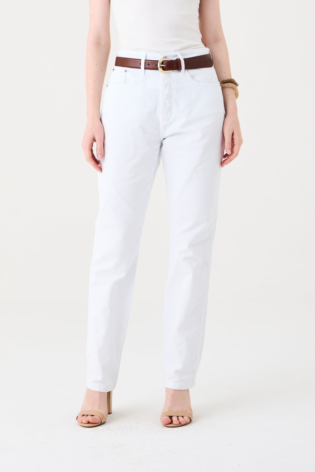 CALÇA LETICIA FEMININA STRAIGHT SARJA BRANCA