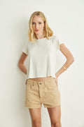 CAMISETA FEMININA MALHA VISCO COMFORT BRANCO OFF WHITE