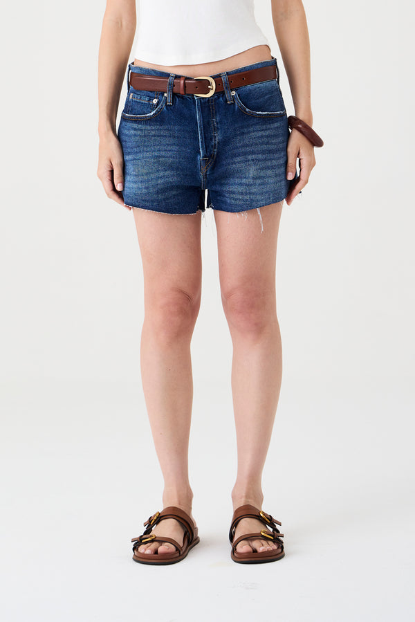 SHORTS TACI FEMININO COMFORT RASGOS JEANS ESCURO