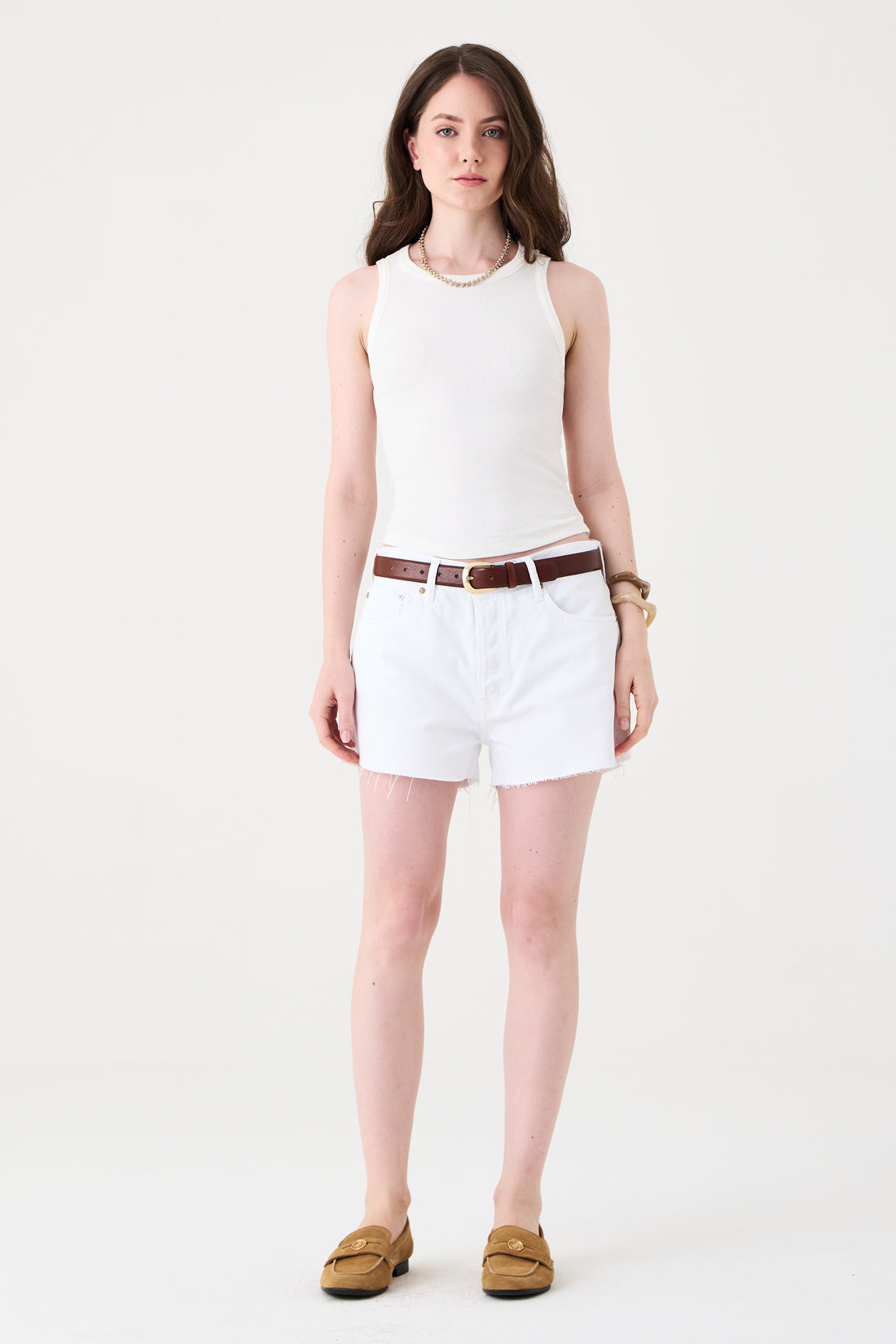 SHORTS TACI FEMININO COMFORT SARJA BRANCO