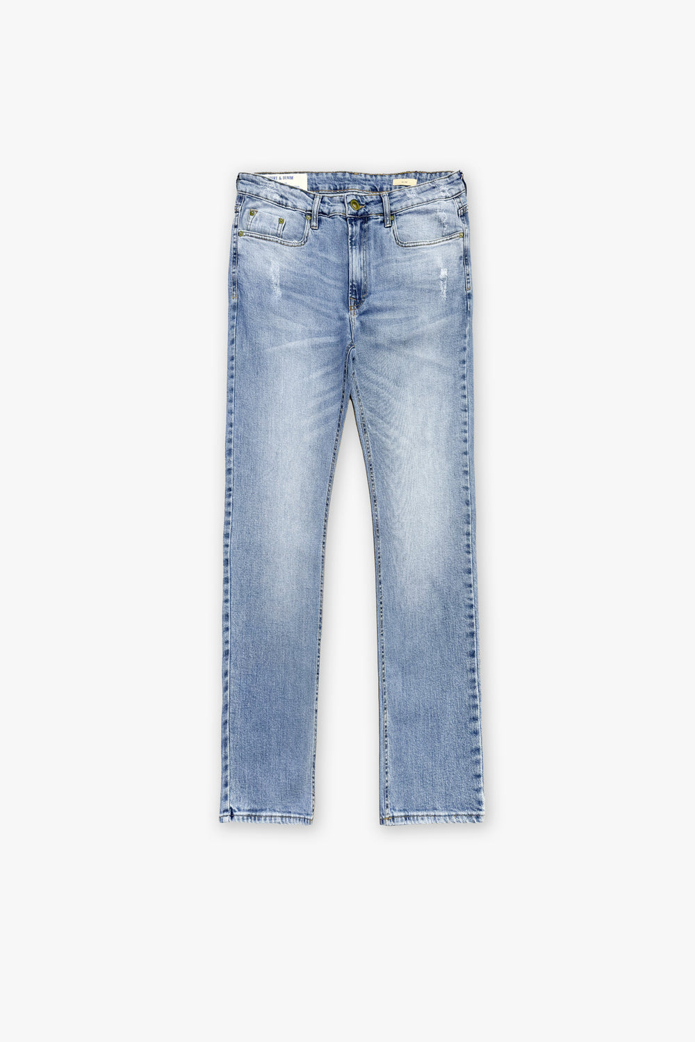 CALÇA THEO MASCULINA SLIM PUÍDOS JEANS MÉDIO CLARO