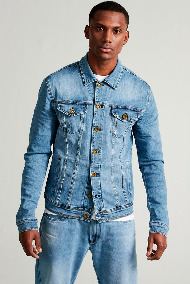 JAQUETA MASCULINA JEANS MÉDIO