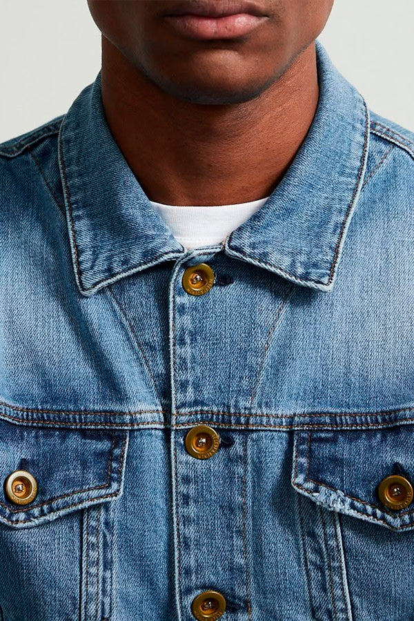 JAQUETA MASCULINA JEANS MÉDIO
