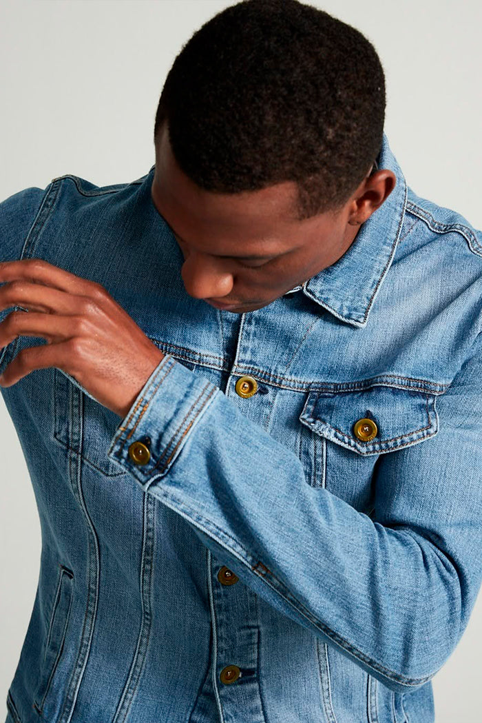 JAQUETA MASCULINA JEANS MÉDIO