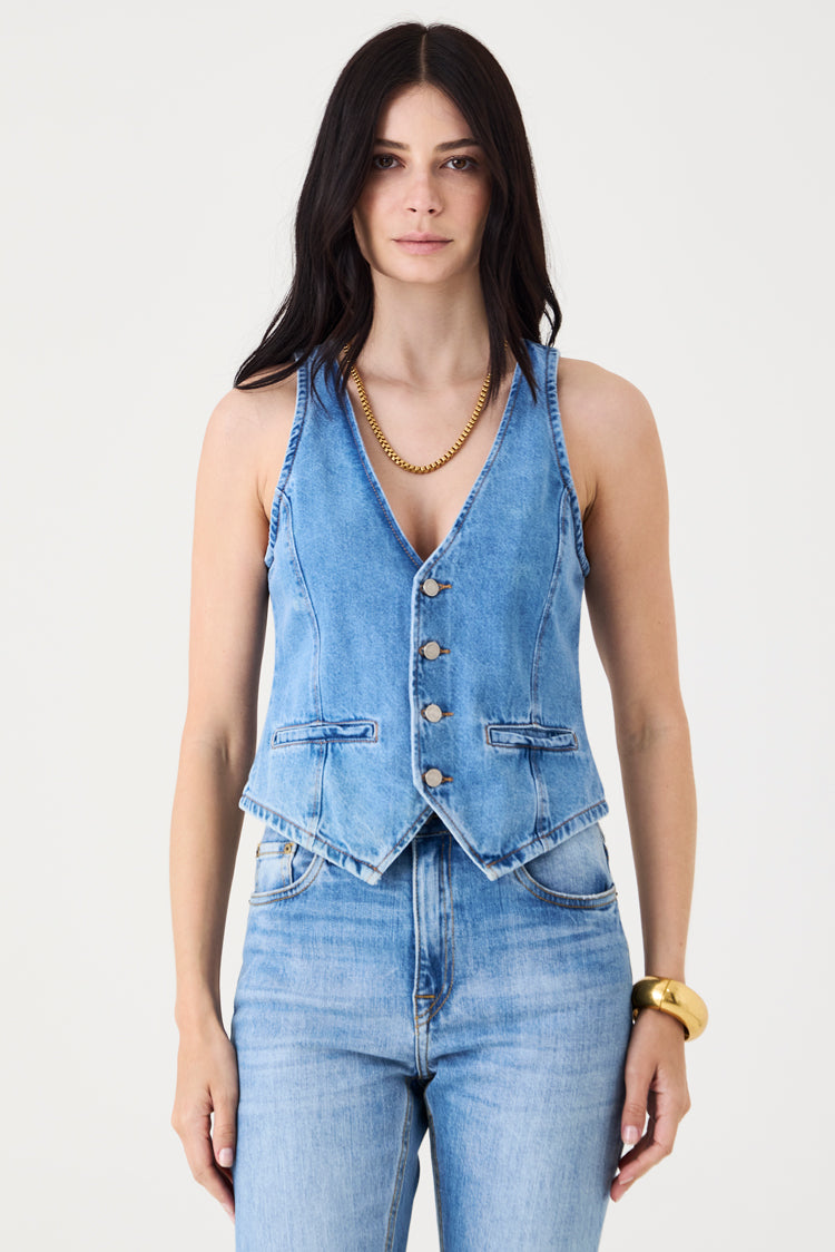 COLETE FEMININO BOLSOS JEANS