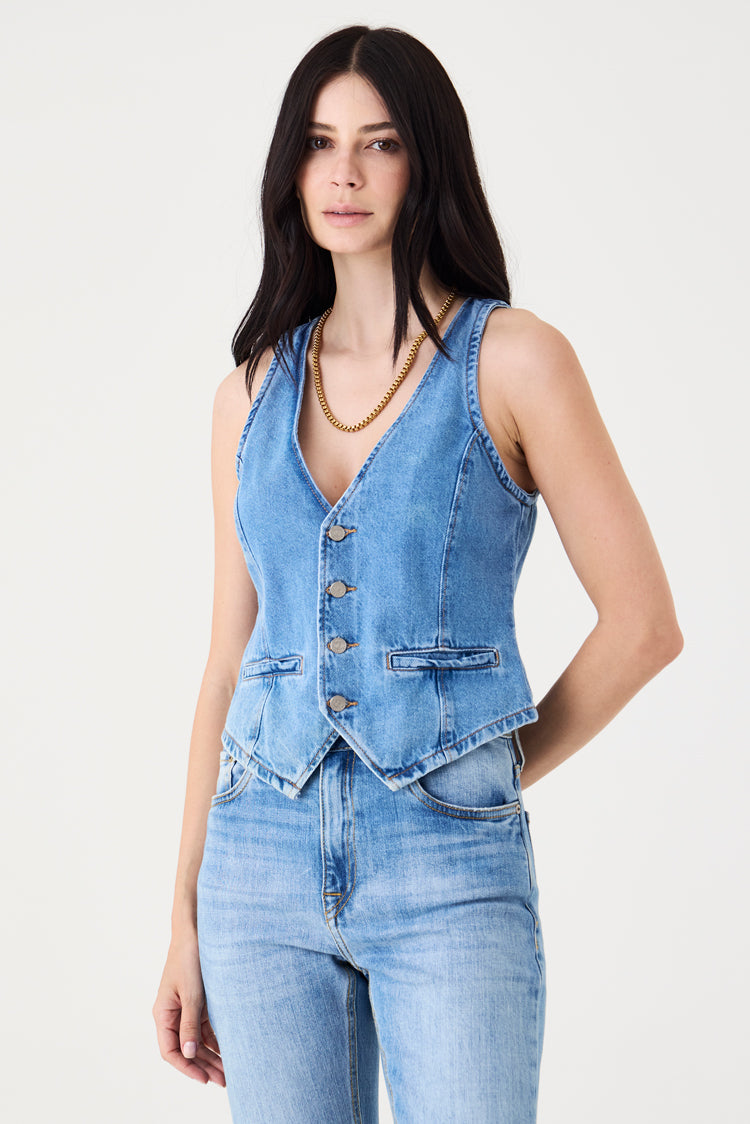 COLETE FEMININO BOLSOS JEANS