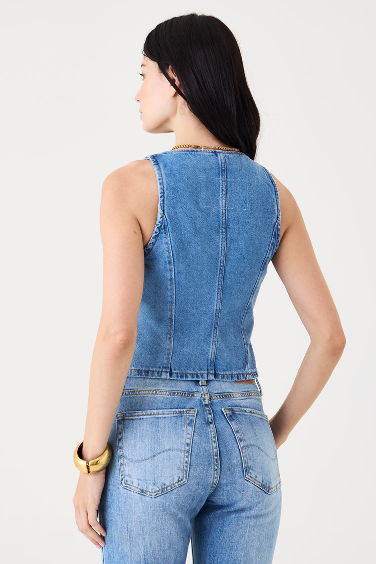 COLETE FEMININO BOLSOS JEANS