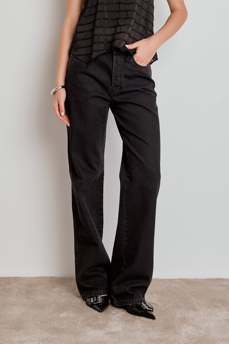 CALÇA MARESSA FEMININA WIDE LEG BLACK JEANS