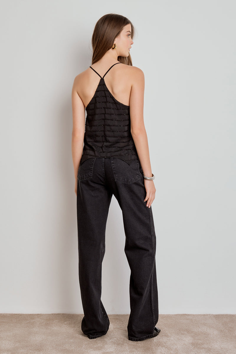 CALÇA MARESSA FEMININA WIDE LEG BLACK JEANS