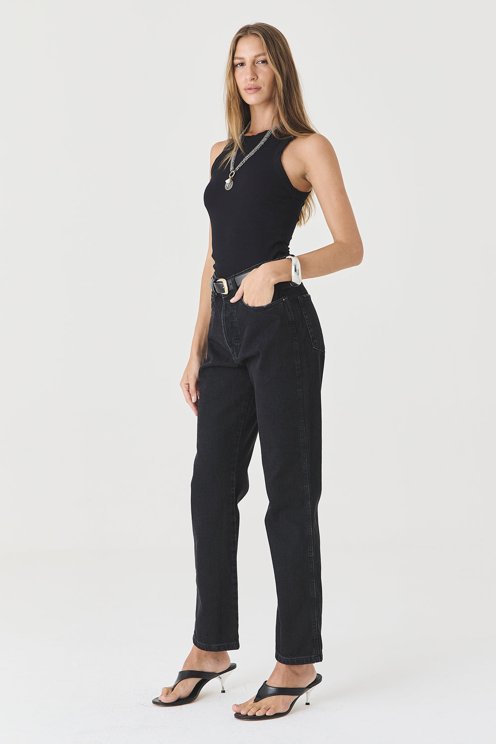 CALÇA VIVIANE FEMININA STRAIGHT JEANS BLACK