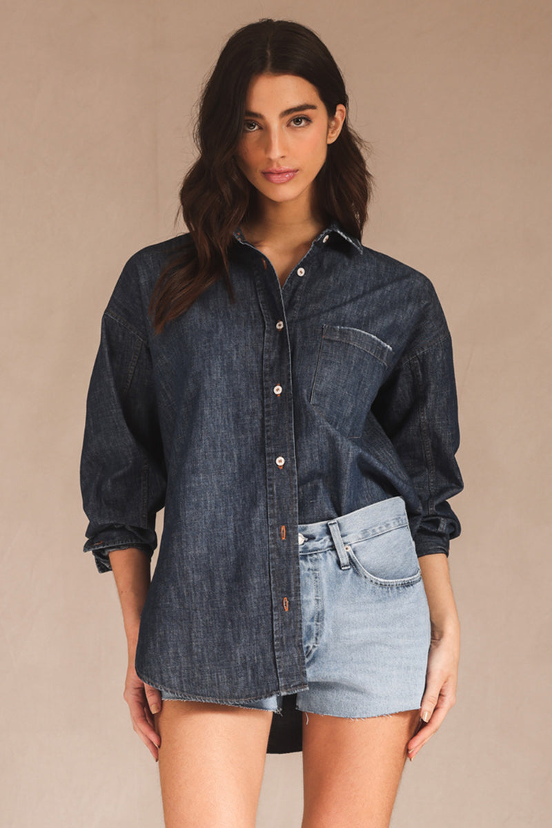 Camisa Feminina Jeans Escuro Jamie
