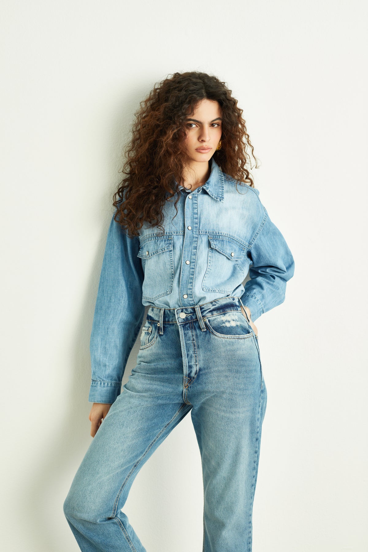 Camisa Feminina Jeans Médio Harper