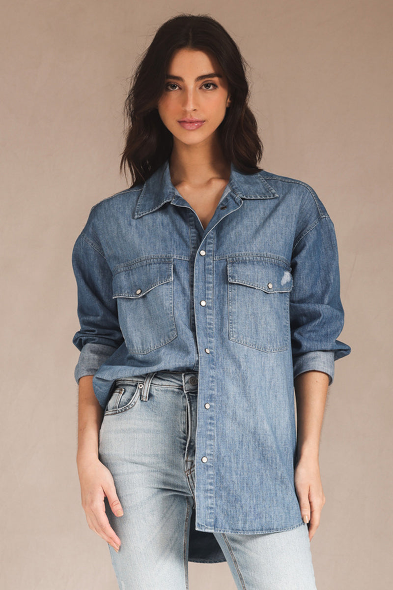 Camisa Feminina Jeans Médio Harper