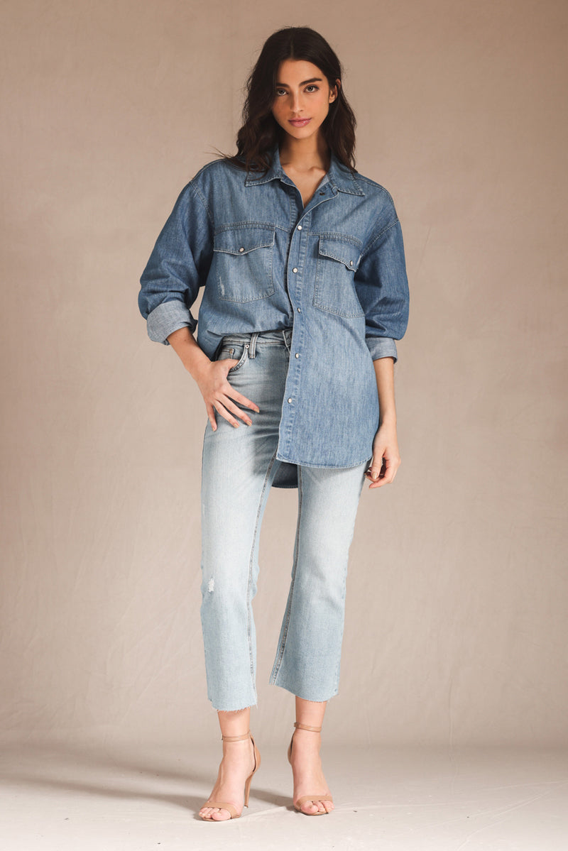 Camisa Feminina Jeans Médio Harper