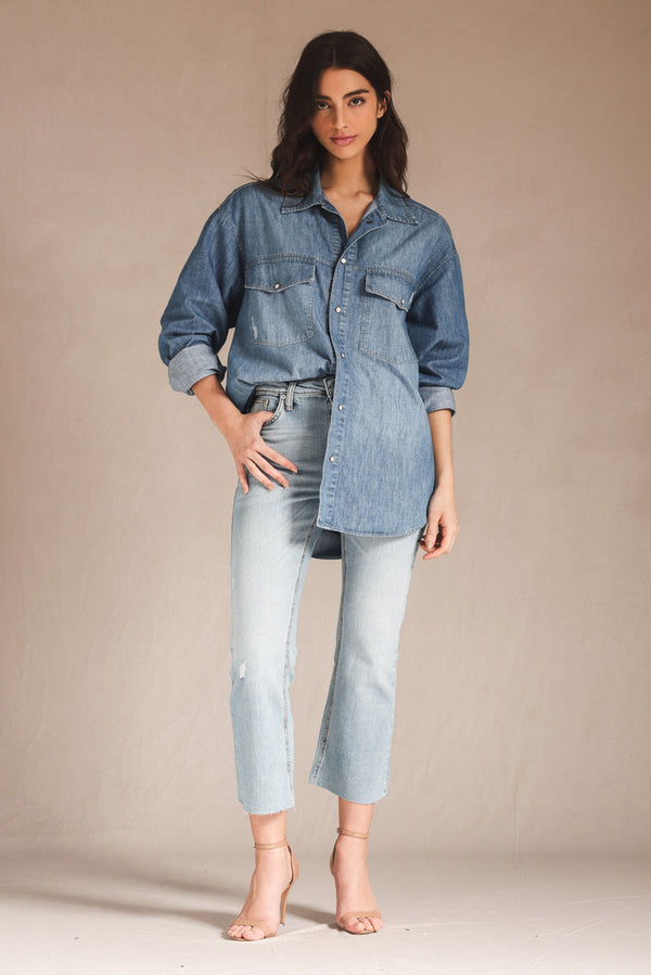 CAMISA FEMININA JEANS MÉDIO HARPER