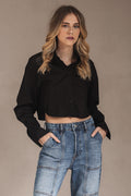 CAMISA FEMININA CROPPED - PRETO