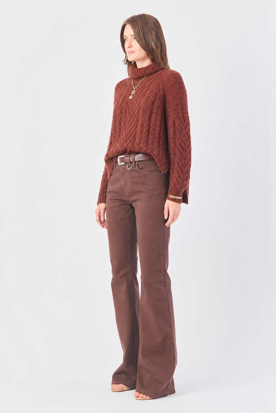TRICOT FEMININO MULET MANGA LONGA - MARROM