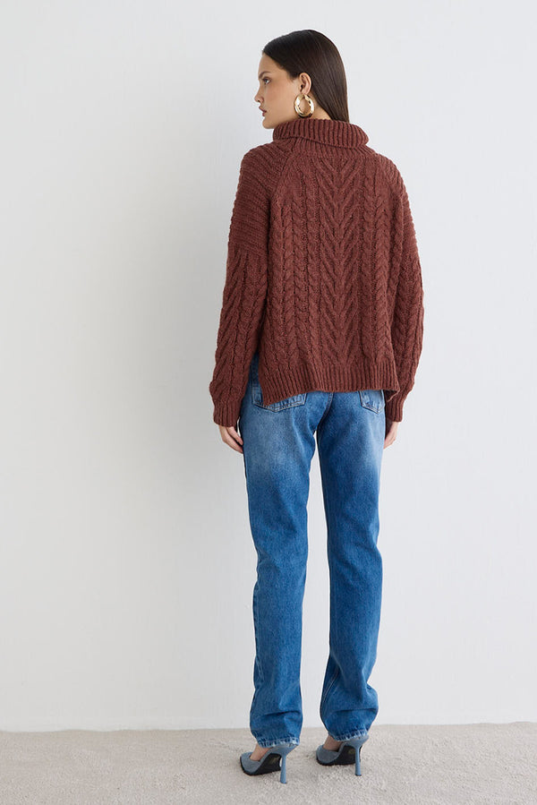 TRICOT MULET MANGA LONGA - MARROM