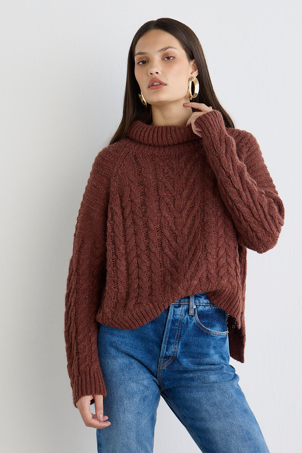 TRICOT FEMININO MULET MANGA LONGA - MARROM