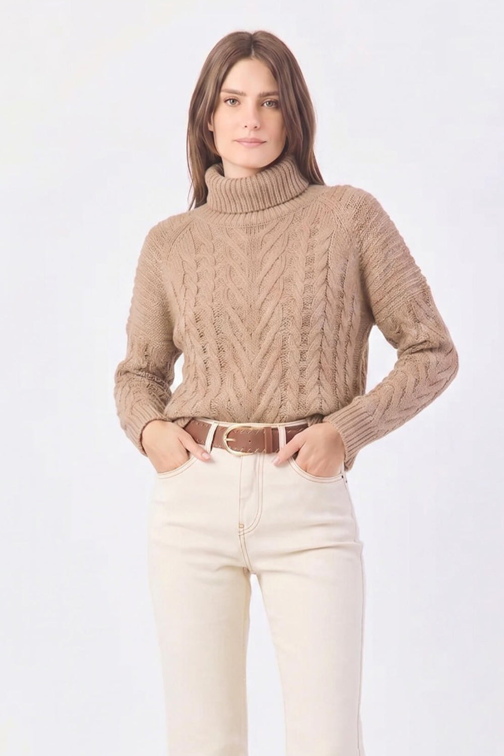 TRICOT FEMININO MULET MANGA LONGA - AREIA